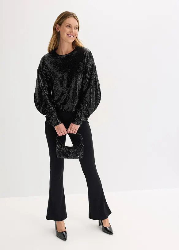Långärmad paljettopp, bonprix