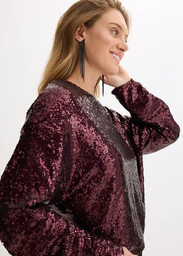 Långärmad paljettopp, bonprix