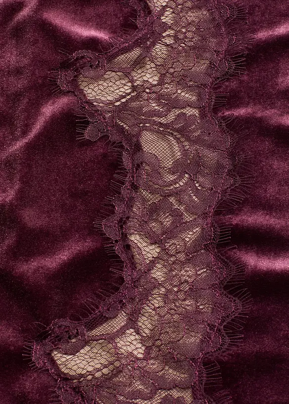 Marlenebyxa i mjuk sammet med spetsinfällning, bonprix