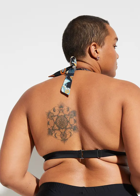 Halterneckbikiniöverdel med djup ringning, bonprix