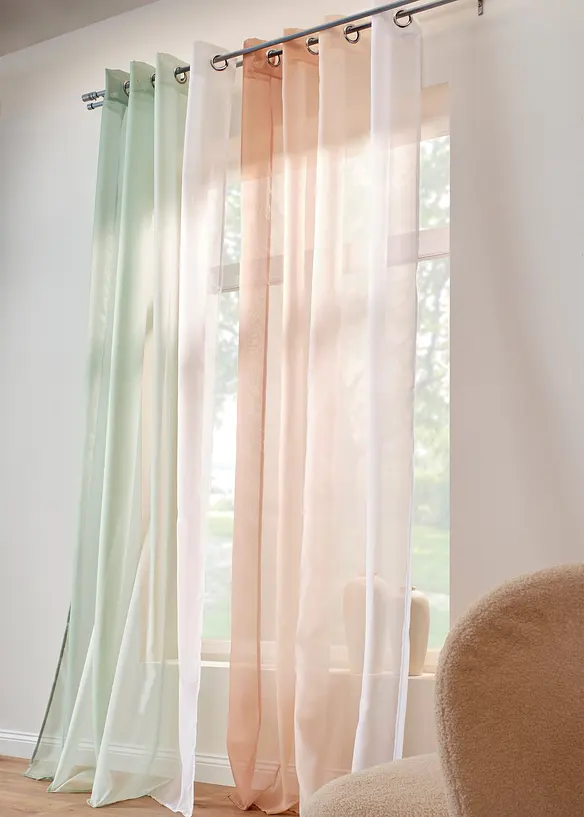 Gardin med färgskiftning i återvunnen polyester (2-pack), bonprix