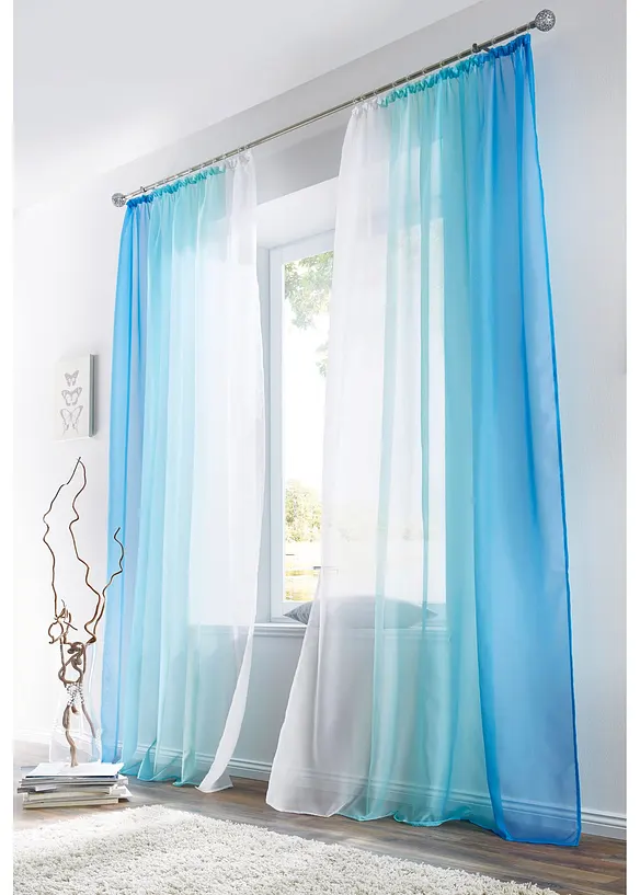 Gardin med färgskiftning i återvunnen polyester (2-pack), bonprix