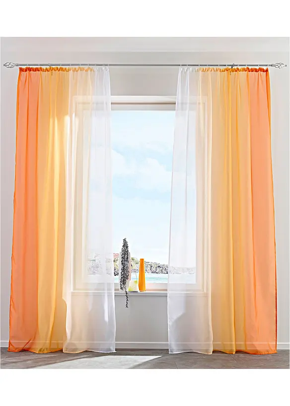 Gardin med färgskiftning i återvunnen polyester (2-pack), bonprix