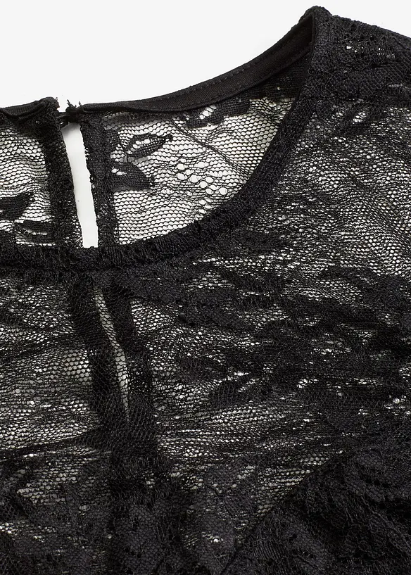 Långärmad topp i fin spets, bonprix