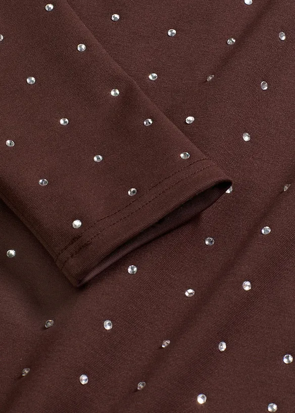 Jerseyklänning med strass, bonprix