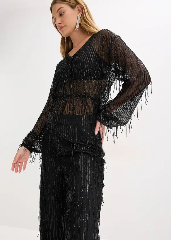 Byxa med paljettfransar, bonprix