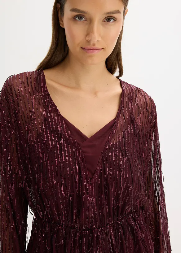 Blus med paljettfransar, bonprix