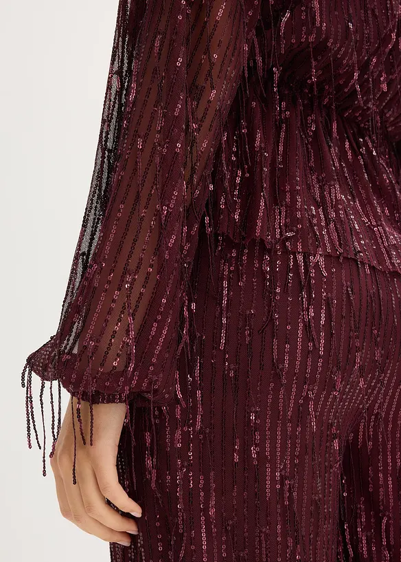 Blus med paljettfransar, bonprix