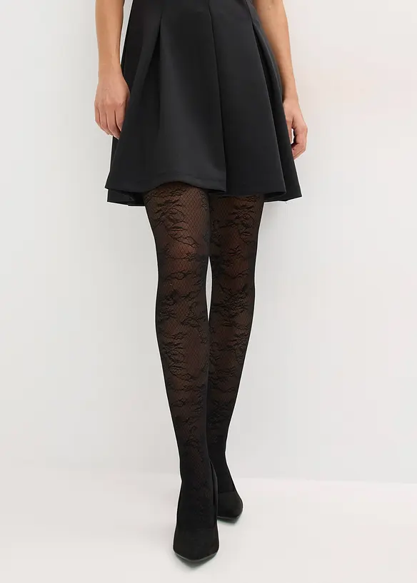 Strumpbyxa med blommigt nätmönster, bonprix
