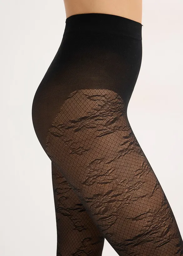 Strumpbyxa med blommigt nätmönster, bonprix