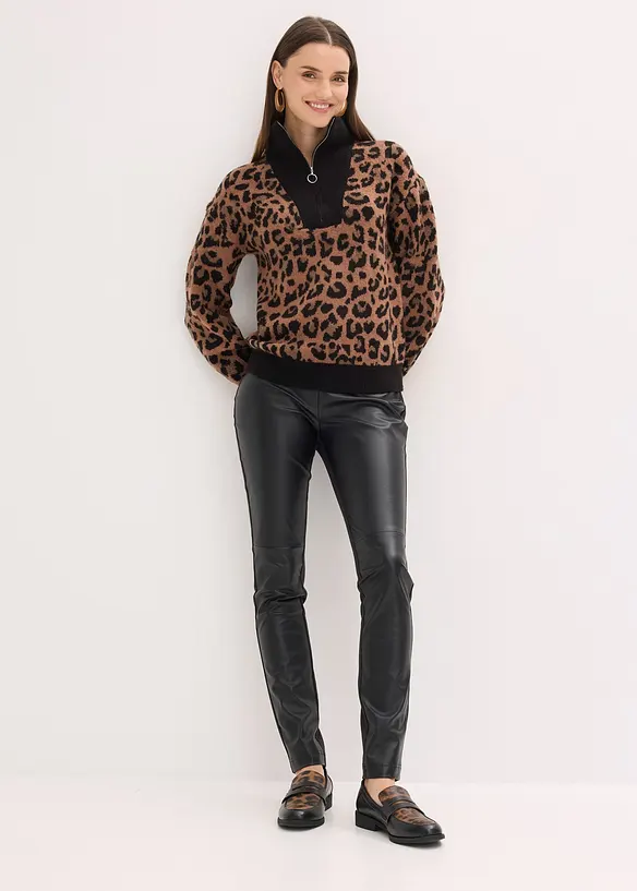 Tröja med krage och dragkedja, bonprix