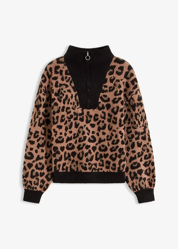 Tröja med krage och dragkedja, bonprix