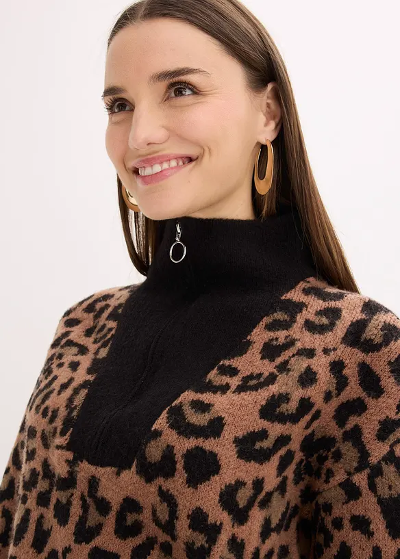 Tröja med krage och dragkedja, bonprix