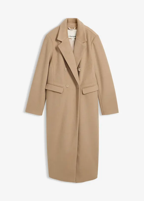 Dubbelknäppt kappa med yllelook, bonprix