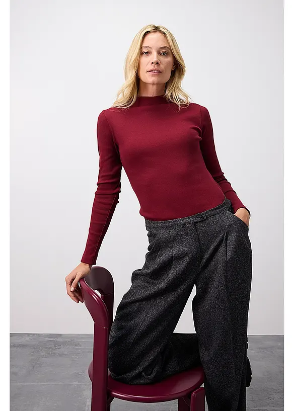 L&aring;ng&auml;rmad topp i ribbat material, bonprix