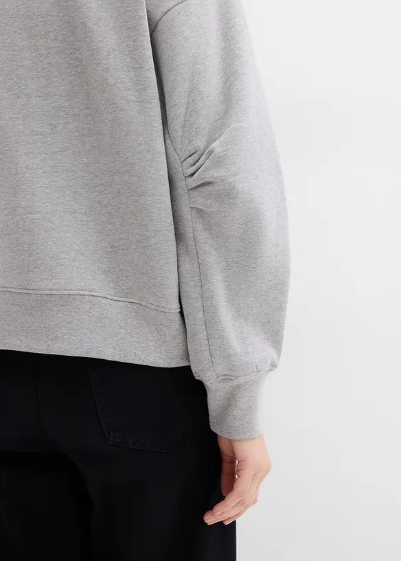 Sweatshirt med vid, ribbad krage av ekologisk bomull, bonprix