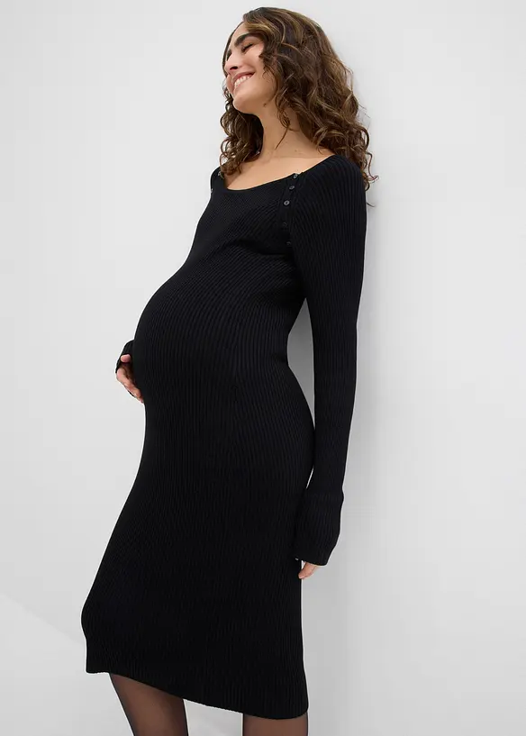 Stickad mammaklänning med amningsöppning, bonprix