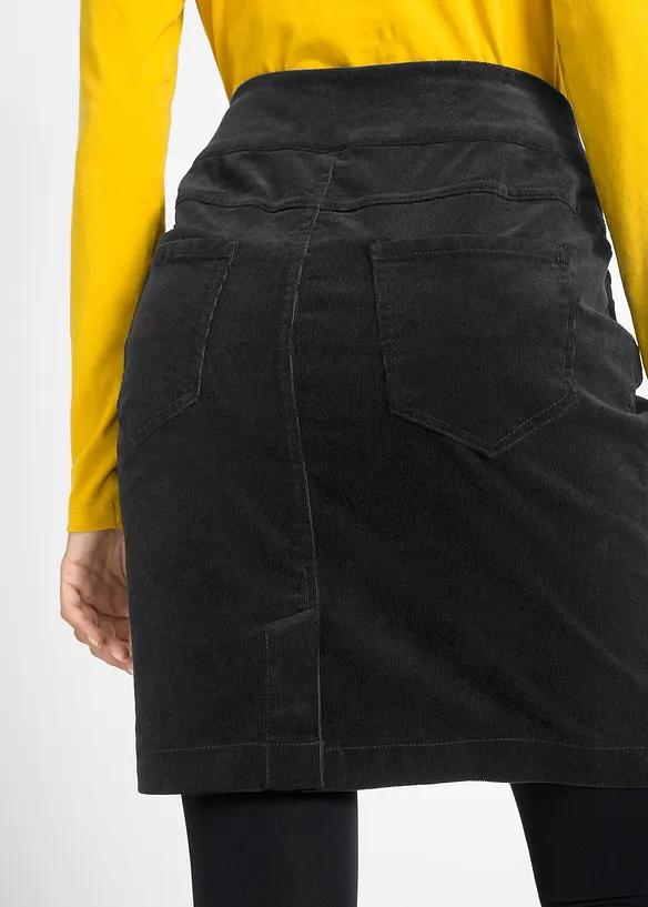 Stretchig manchesterkjol i bomull med bekväm midja, bonprix