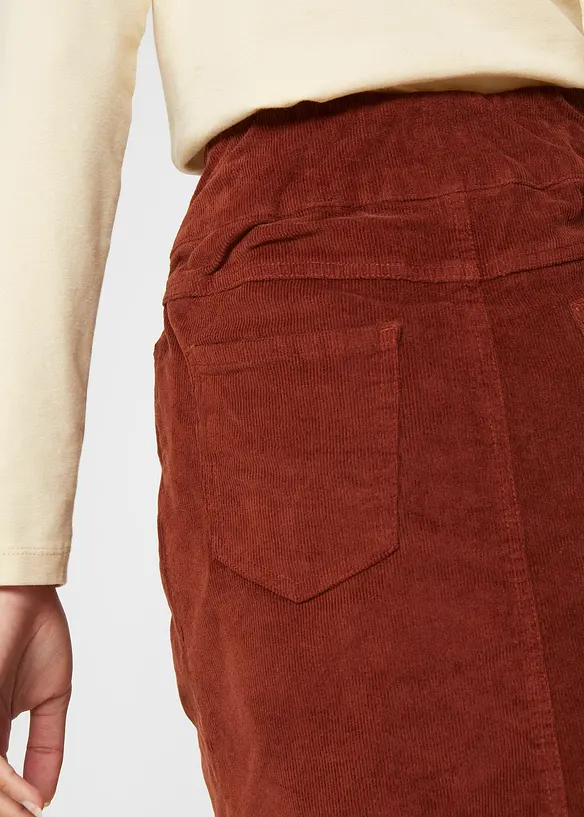 Stretchig manchesterkjol i bomull med bekväm midja, bonprix