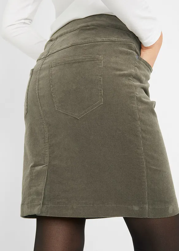 Stretchig manchesterkjol i bomull med bekväm midja, bonprix