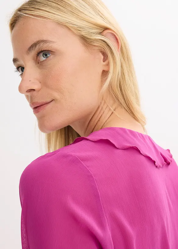 Blus med volanger, bonprix