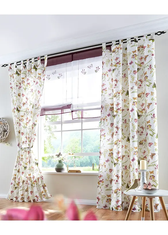 Gardinlängd i mikrofiber med vårmönster (1-pack), bonprix