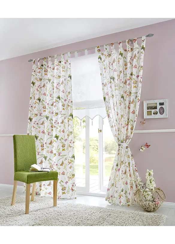 Gardinlängd i mikrofiber med vårmönster (1-pack), bonprix