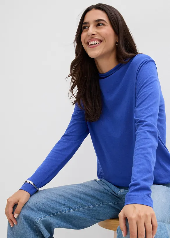 Långärmad topp av bomullsmix, bonprix