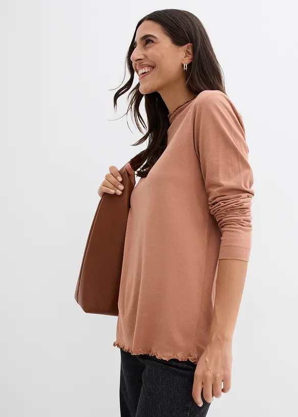 Långärmad topp av bomullsmix, bonprix