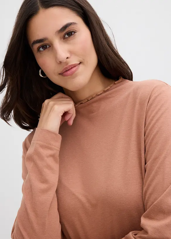 Långärmad topp av bomullsmix, bonprix