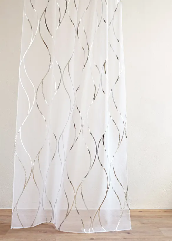 Gardinlängd i återvunnen polyester med glansigt mönster (1-pack), bonprix