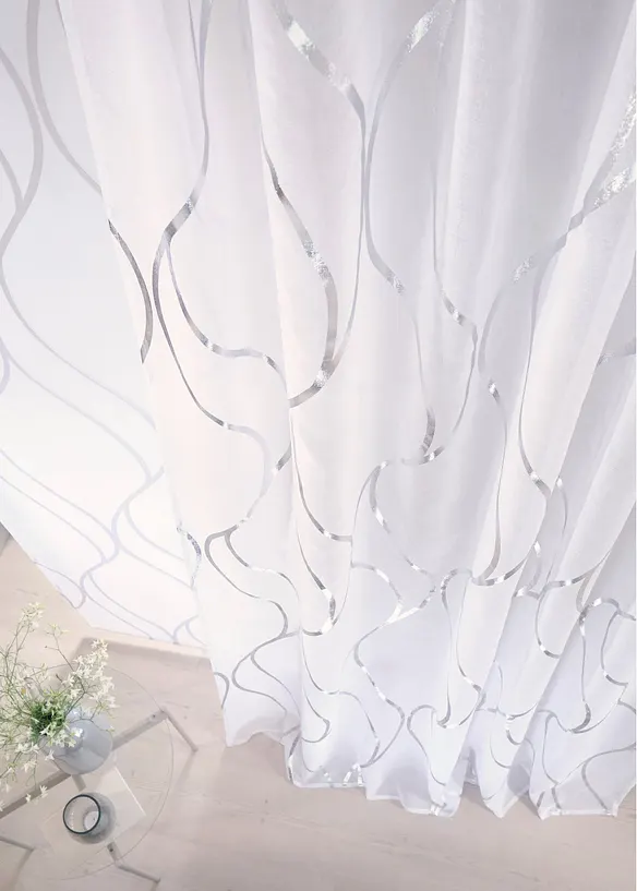 Gardinlängd i återvunnen polyester med glansigt mönster (1-pack), bonprix