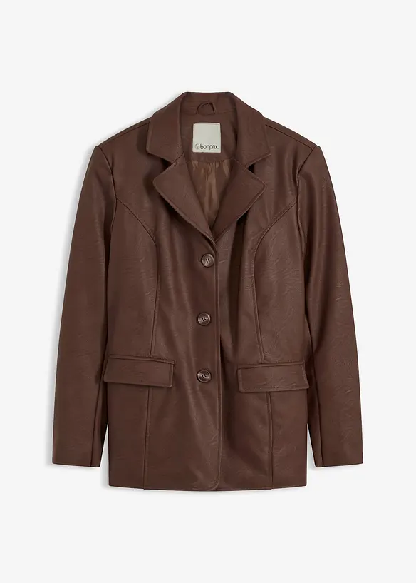 Lång kavaj i skinnimitation, bonprix