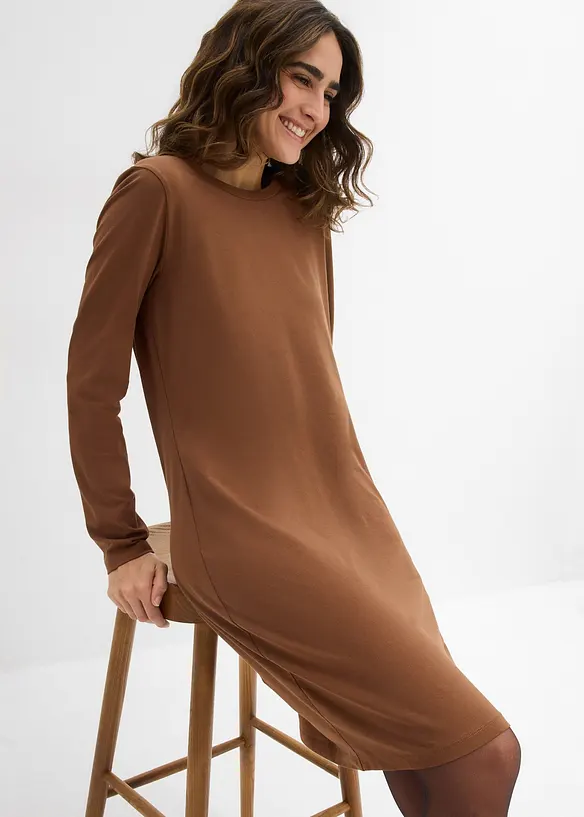 Jerseyklänning av bomull med stretch (2-pack), bonprix