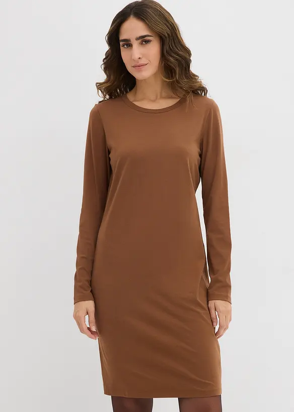 Jerseyklänning av bomull med stretch (2-pack), bonprix