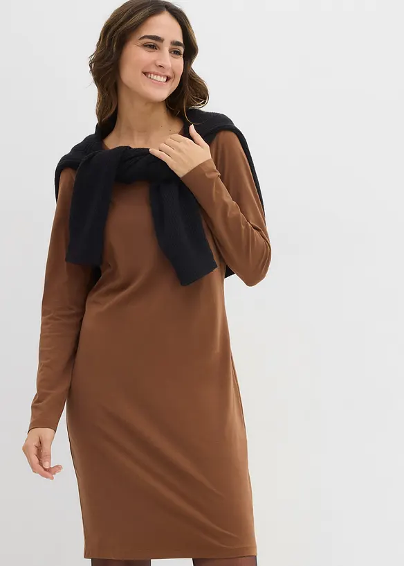 Jerseyklänning av bomull med stretch (2-pack), bonprix