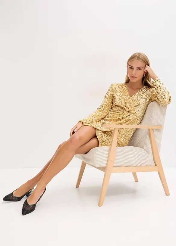 Paljettklänning av mjuk sammet, bonprix