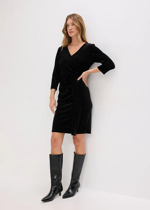 Glittrig miniklänning i mjuk sammet, bonprix