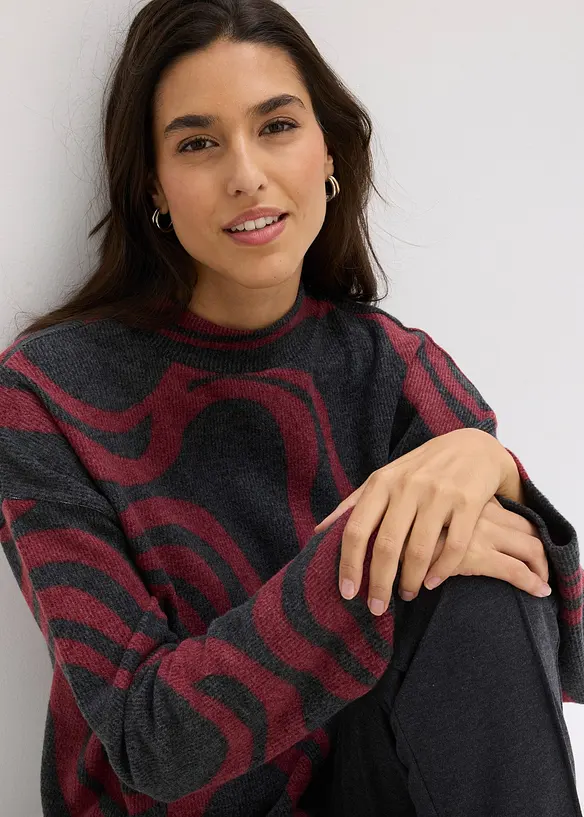 Mjuk ribbstickad topp, bonprix