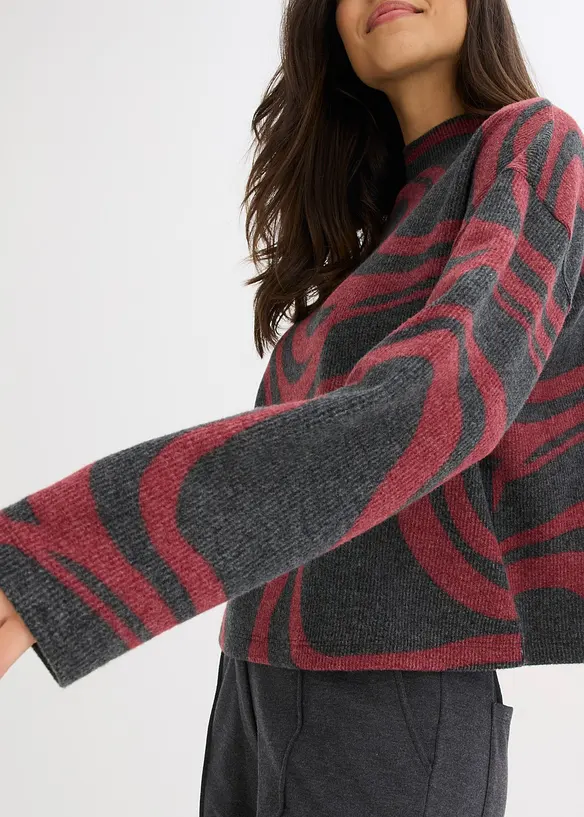 Mjuk ribbstickad topp, bonprix