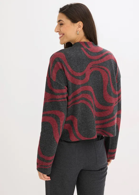 Mjuk ribbstickad topp, bonprix