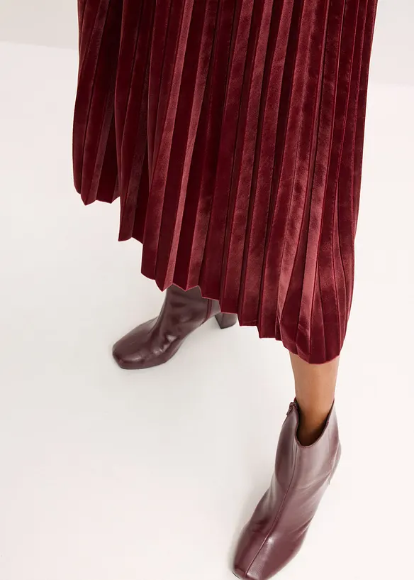 Plisserad kjol i mjuk sammet, bonprix