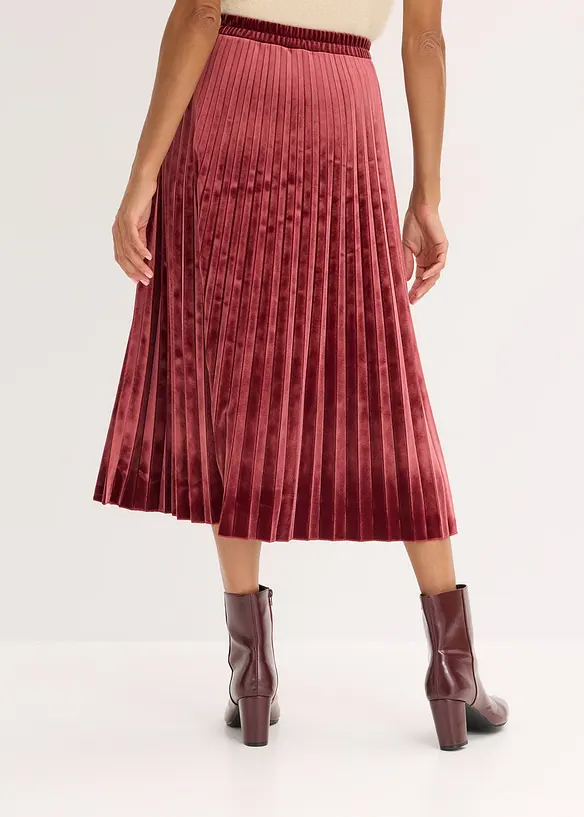 Plisserad kjol i mjuk sammet, bonprix