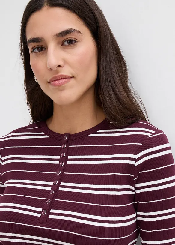 Långärmad topp i ribbat material med ekologisk bomull, bonprix