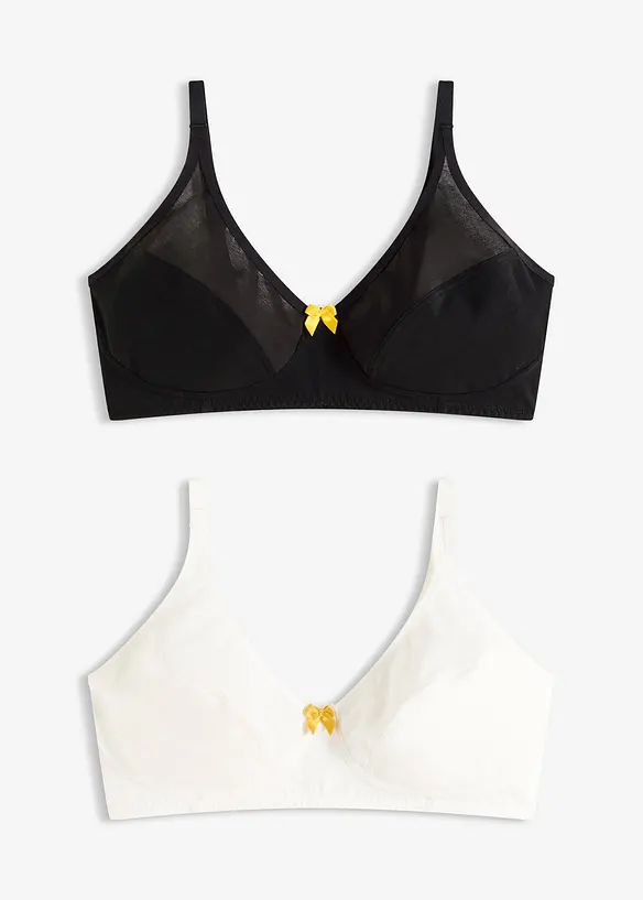 BH utan bygel med bomull (2-pack), bonprix