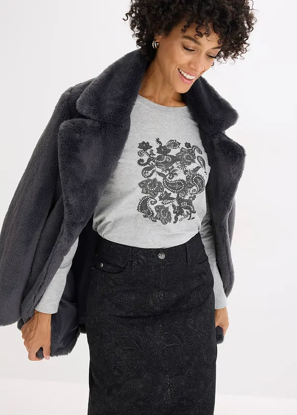 L&aring;ng&auml;rmad topp med placerat tryck, bonprix