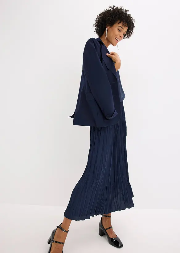 Maxikjol i krinklat material av satin, bonprix