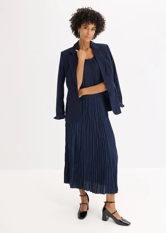 Maxikjol i krinklat material av satin, bonprix