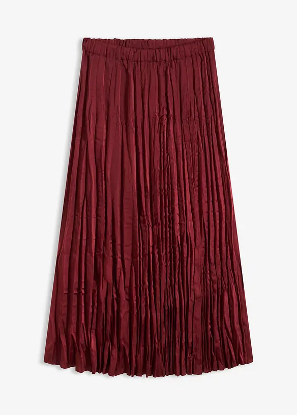 Maxikjol i krinklat material av satin, bonprix
