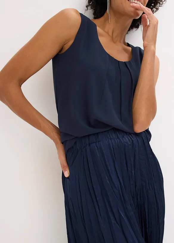 Maxikjol i krinklat material av satin, bonprix